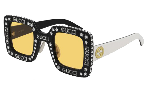 Gucci GG0780S 008 black ivory yellow 46 Akiniai nuo saulės Moterims